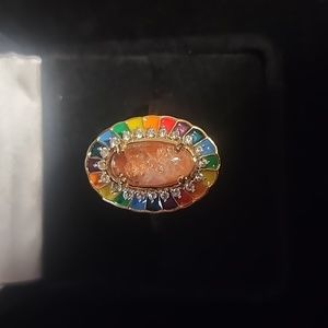 Korevora Sunstone and Zircon Cocktail Ring